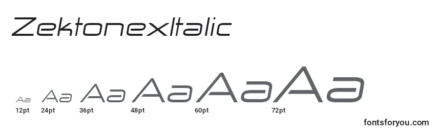 Размеры шрифта ZektonexItalic