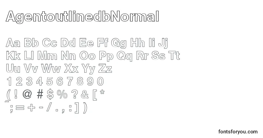 Шрифт AgentoutlinedbNormal – алфавит, цифры, специальные символы