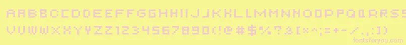 AuxDotbitcSmallcaps-Schriftart – Rosa Schriften auf gelbem Hintergrund