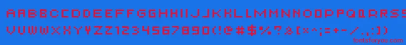 AuxDotbitcSmallcaps Font – Red Fonts on Blue Background