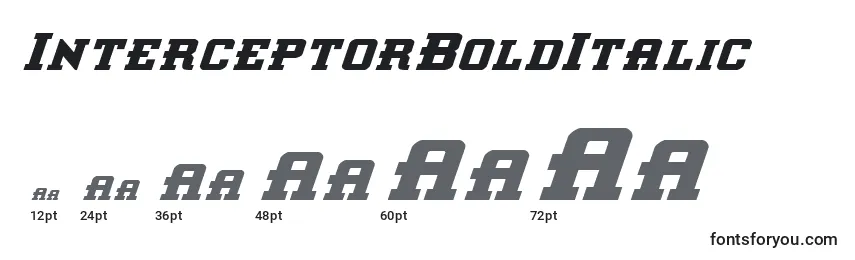Размеры шрифта InterceptorBoldItalic