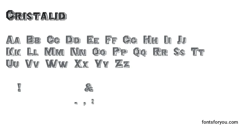 A fonte Cristalid – alfabeto, números, caracteres especiais
