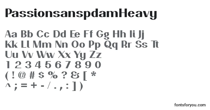 Schriftart PassionsanspdamHeavy – Alphabet, Zahlen, spezielle Symbole