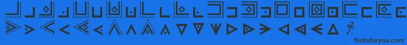 Czcionka MasonicCipherSymbols – czarne czcionki na niebieskim tle