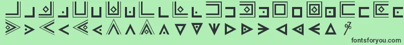 MasonicCipherSymbols-fontti – mustat fontit vihreällä taustalla