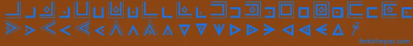 Czcionka MasonicCipherSymbols – niebieskie czcionki na brązowym tle