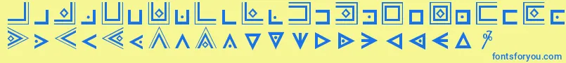 MasonicCipherSymbols-fontti – siniset fontit keltaisella taustalla