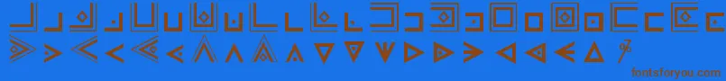 MasonicCipherSymbols-Schriftart – Braune Schriften auf blauem Hintergrund