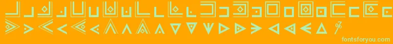 MasonicCipherSymbols-fontti – vihreät fontit oranssilla taustalla