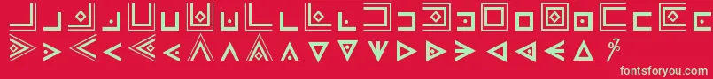 フォントMasonicCipherSymbols – 赤い背景に緑の文字