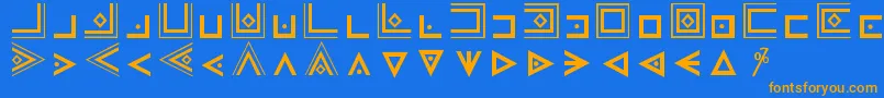 Czcionka MasonicCipherSymbols – pomarańczowe czcionki na niebieskim tle