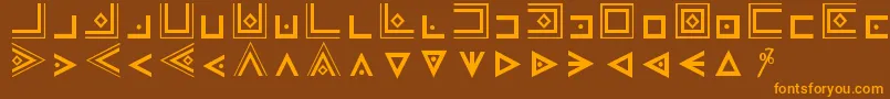 MasonicCipherSymbols-fontti – oranssit fontit ruskealla taustalla