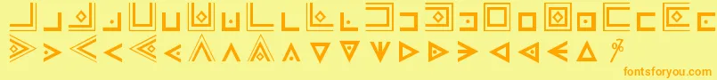 フォントMasonicCipherSymbols – オレンジの文字が黄色の背景にあります。