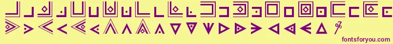 MasonicCipherSymbols-fontti – violetit fontit keltaisella taustalla