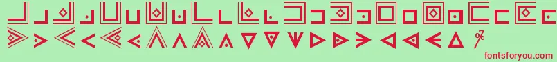 MasonicCipherSymbols-Schriftart – Rote Schriften auf grünem Hintergrund