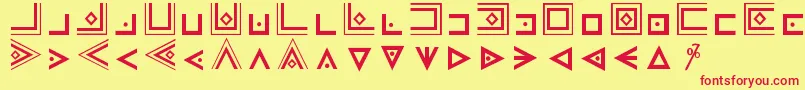 Czcionka MasonicCipherSymbols – czerwone czcionki na żółtym tle