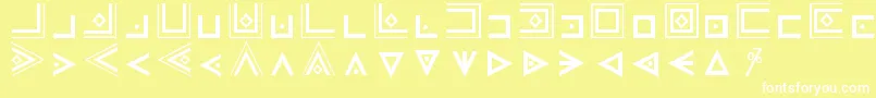 フォントMasonicCipherSymbols – 黄色い背景に白い文字