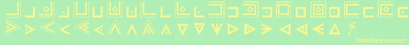 フォントMasonicCipherSymbols – 黄色の文字が緑の背景にあります