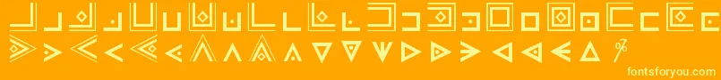 MasonicCipherSymbols-Schriftart – Gelbe Schriften auf orangefarbenem Hintergrund