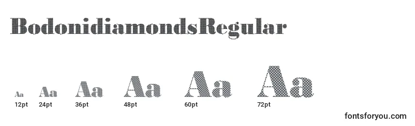 Размеры шрифта BodonidiamondsRegular