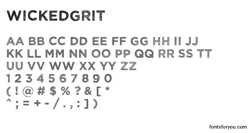 Czcionka Wickedgrit – alfabet, cyfry, specjalne znaki