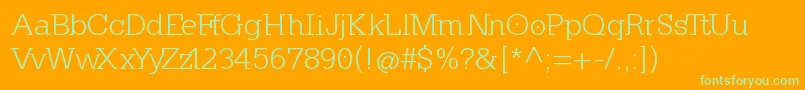 KleinslabserifLight Font – Green Fonts on Orange Background