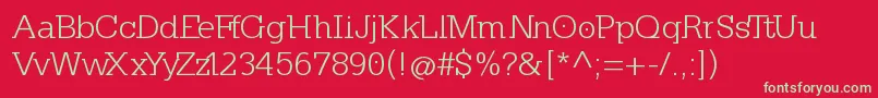 KleinslabserifLight Font – Green Fonts on Red Background