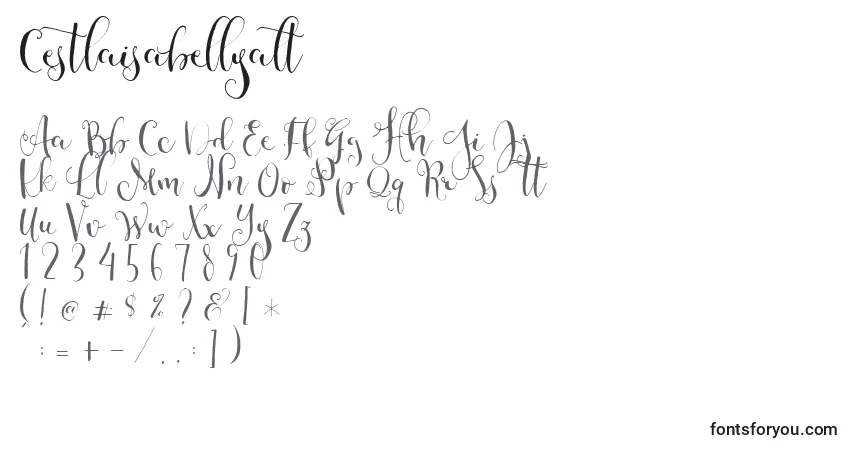 A fonte Cestlaisabellyalt (96734) – alfabeto, números, caracteres especiais