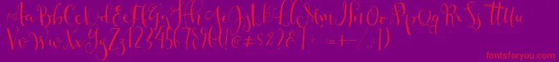 Cestlaisabellyalt-Schriftart – Rote Schriften auf violettem Hintergrund