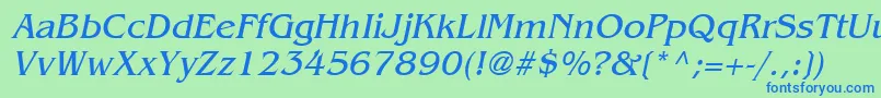 BangleItalic Font – Blue Fonts on Green Background