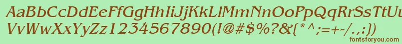 BangleItalic Font – Brown Fonts on Green Background