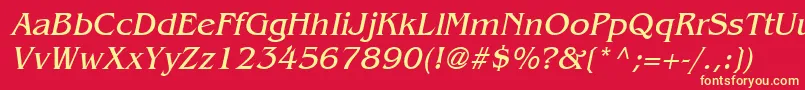 Fonte BangleItalic – fontes amarelas em um fundo vermelho