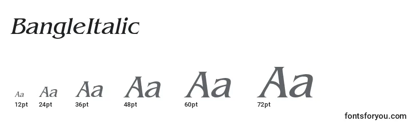 Размеры шрифта BangleItalic
