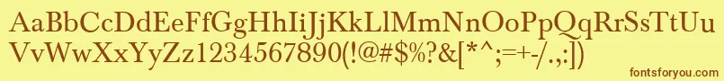 BaskervilleRegular Font – Brown Fonts on Yellow Background