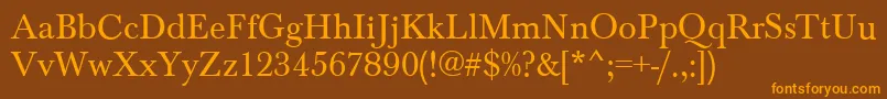 BaskervilleRegular Font – Orange Fonts on Brown Background