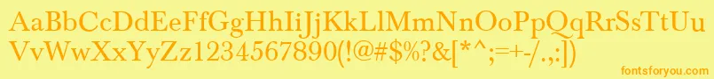 BaskervilleRegular Font – Orange Fonts on Yellow Background