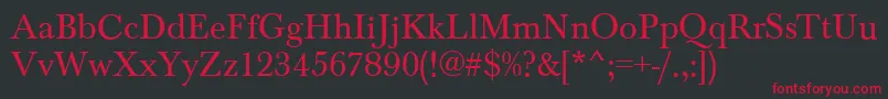 BaskervilleRegular-Schriftart – Rote Schriften auf schwarzem Hintergrund