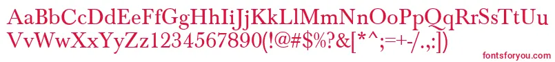 フォントBaskervilleRegular – 白い背景に赤い文字