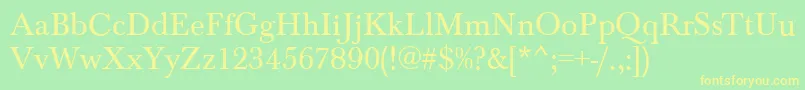 フォントBaskervilleRegular – 黄色の文字が緑の背景にあります