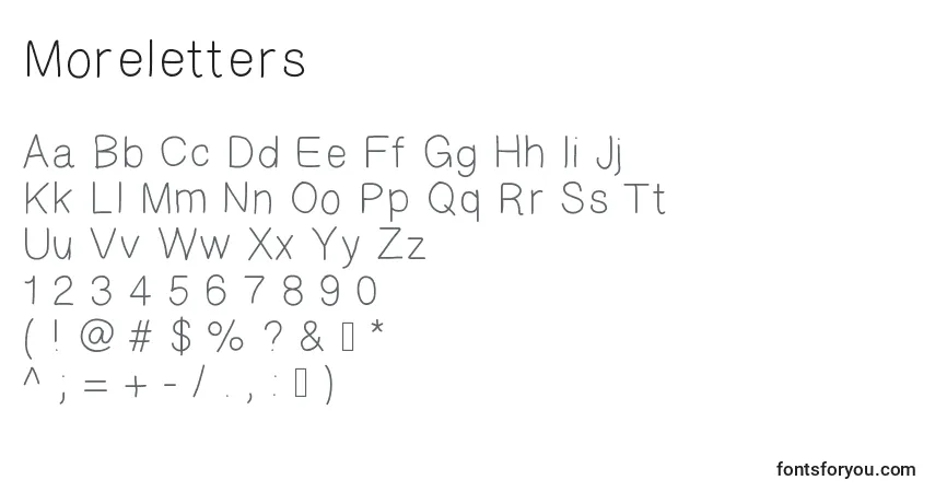 Czcionka Moreletters – alfabet, cyfry, specjalne znaki