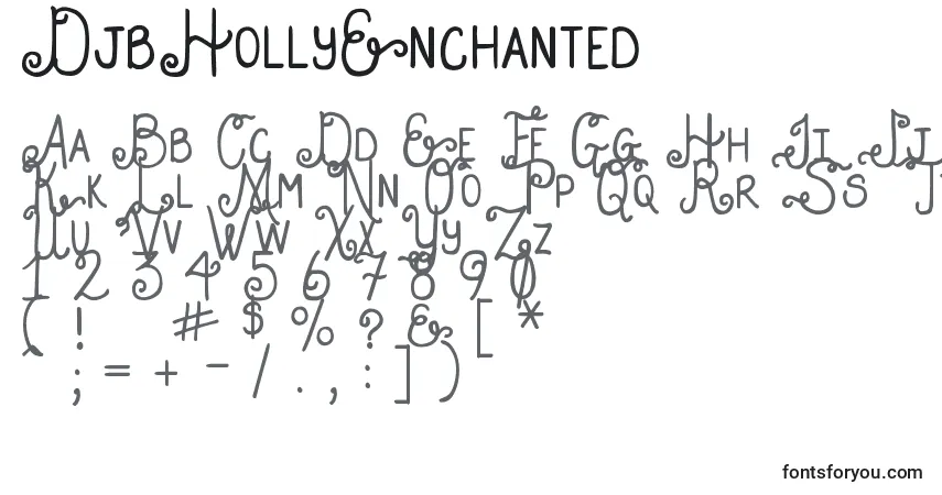 Schriftart DjbHollyEnchanted – Alphabet, Zahlen, spezielle Symbole