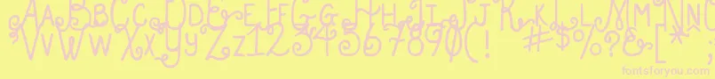 Saiba mais sobre a fonte DjbHollyEnchanted Fonte DjbHollyEnchanted – fontes rosa em um fundo amarelo