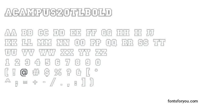 Шрифт ACampus2otlBold – алфавит, цифры, специальные символы