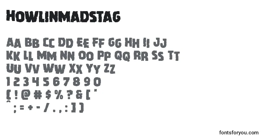Czcionka Howlinmadstag – alfabet, cyfry, specjalne znaki