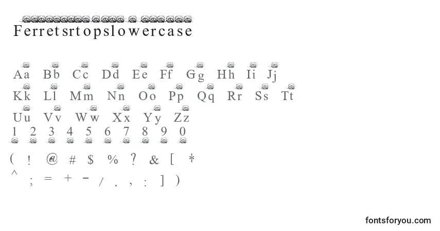 Czcionka Ferretsrtopslowercase – alfabet, cyfry, specjalne znaki
