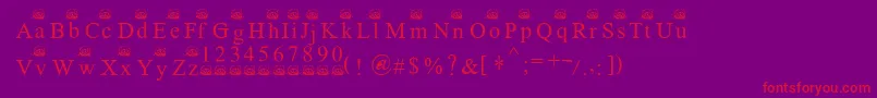 Ferretsrtopslowercase-Schriftart – Rote Schriften auf violettem Hintergrund