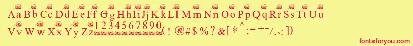 Ferretsrtopslowercase Font – Red Fonts on Yellow Background