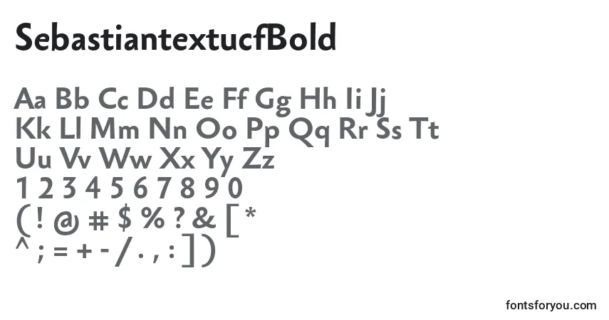 Schriftart SebastiantextucfBold – Alphabet, Zahlen, spezielle Symbole