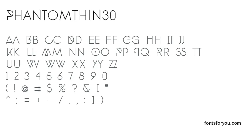 Шрифт PhantomThin30 – алфавит, цифры, специальные символы