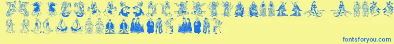 Mythoschina-fontti – siniset fontit keltaisella taustalla